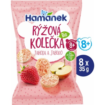 Hamánek Bio Ryžové oblátky jahoda a jablko 35 g
