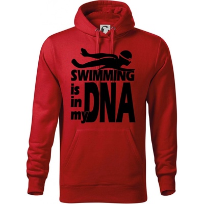Swimming is in my DNA hooded sweater červená
