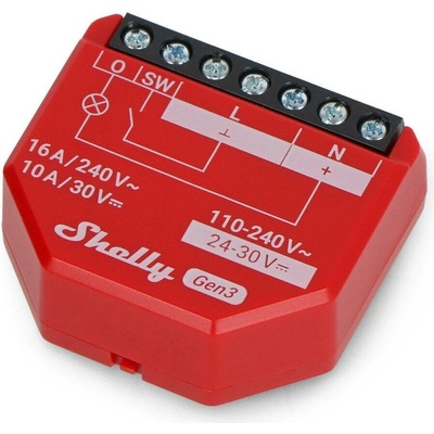 Shelly 1PM Gen3 - 1x relé AC 110-240V, DC 24-30V, WiFi/Bluetooth/Matter 16A - měření energie - Android/iOS aplikace