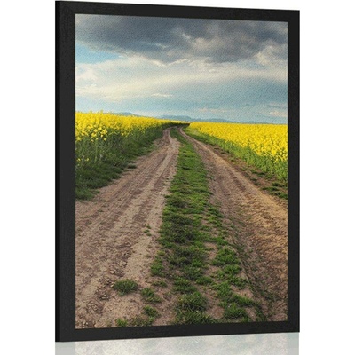 Plakát západ slunce nad polem na Slovensku - 20x30 black