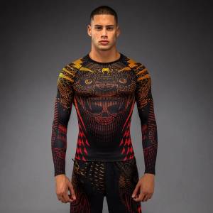 Venum | Официален Вносител за България Рашгард Venum Quetzal Fury Long Sleeve Rashguard - Black/Fury Red/ Tangerine - XXL