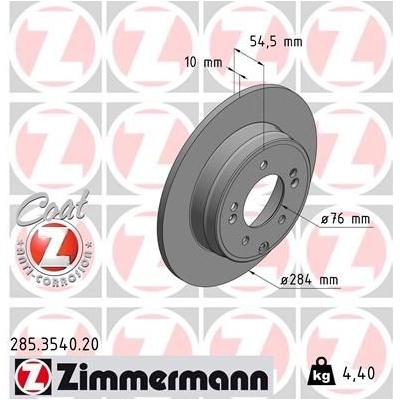 ZIMMERMANN Brzdový kotúč 285.3540.20