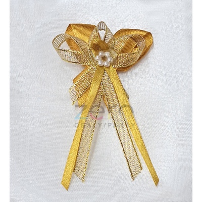 Vonička (vývazek) svatební - tm. zlato-zlatá s perlovým květem