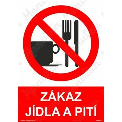 Zákaz jídla a pití, plast 210 x 297 x 0,5 mm A4