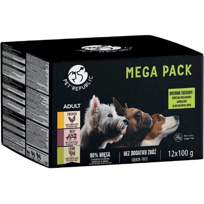 PetRepublic v jemnej omáčke MIX 3 príchute 12 x 100 g