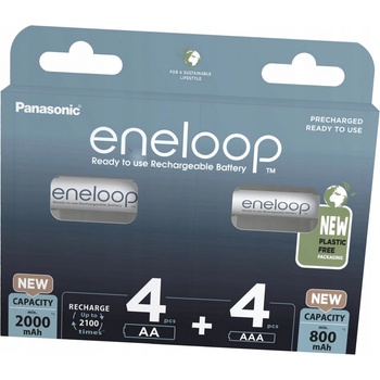 Panasonic Eneloop AA 2000mAh 4ks, AAA 800mAh 4ks BK-KJMCDE44E