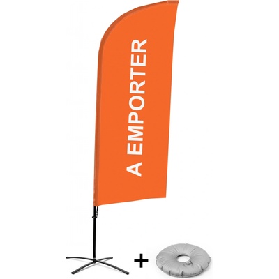 Jansen Display Kompletní sada reklamní vlajky ve tvaru křídla, Take away, oranžová francouzština Křížová Základna, 1273 x 3030 mm