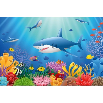 DIMEX ART s. r. o Флизелинов фототапет акула с коралов риф 375 x 250 см