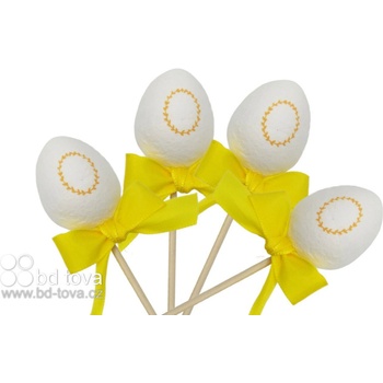 BD-TOVA Bílé vajíčko se žlutým věnečkem zápich 4 ks