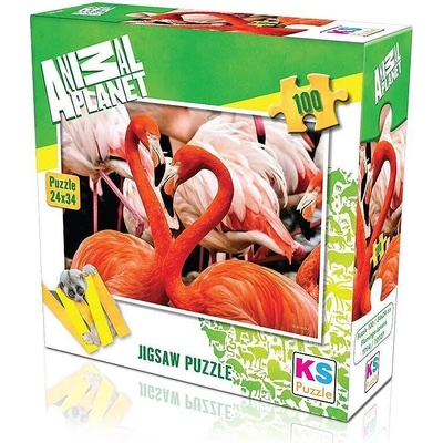 KS Games Animal Planet пъзел 100 части - Двойка Фламинго (24x34)