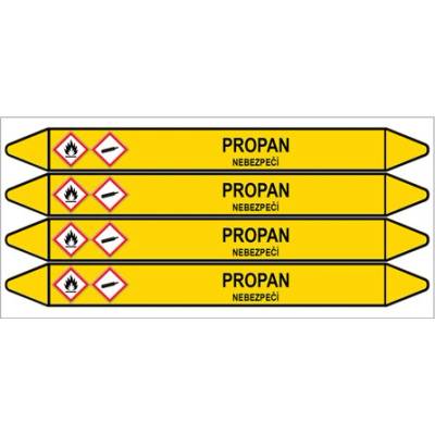 Značení potrubí, propan,4 ks, 250 × 26 mm PZ 007752
