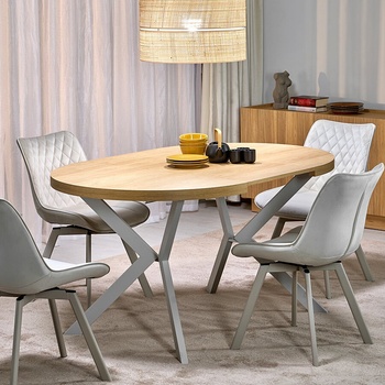 Halmar Кръгла разтегателна трапезна маса peroni дъб хикора / кашмир (hal-peroni-round-ext-hickory-cashmere)