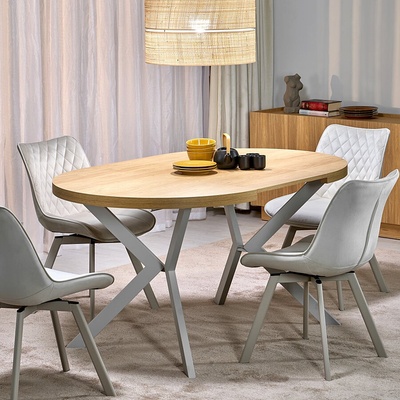 Halmar Кръгла разтегателна трапезна маса peroni дъб хикора / кашмир (hal-peroni-round-ext-hickory-cashmere)