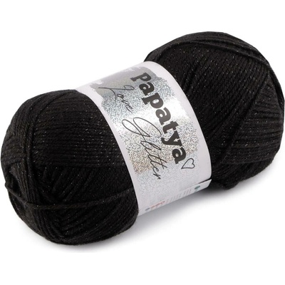 Pletací příze Papatya Love Glitter 100 g, střední, 12 (2001) černá