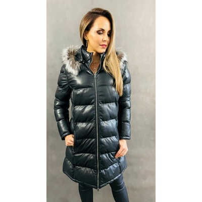 Max Original Leather dámsky kožený kabát AMITA hood black Čierna