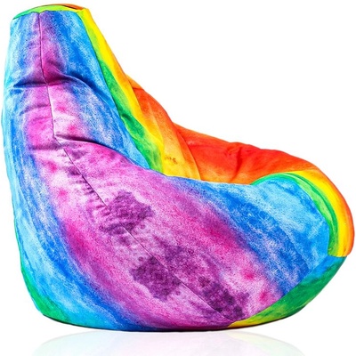 PUFRELAX Пуф, круша за деца 4-14 г. , 160л. Nirvana Light, Rainbow Watercolour, Водоустойчив, Перящ се калъф, Пълнеж от Полистиролни перли, принт, 8348 (PUF-G-NL-TEXP-RAW)