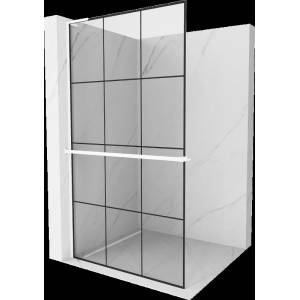 Mexen Kioto+ L Душ преграда с рафт Walk-in 100 x 200 см, черна решетка, бяла - 800-100-123-20-77 (800-100-123-20-77)