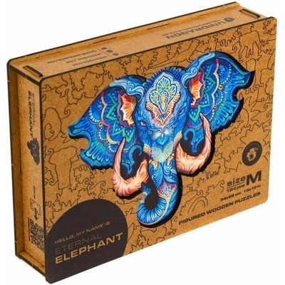 UNIDRAGON Dřevěné eternal elephant M 26 x 34 cm 194 dílků