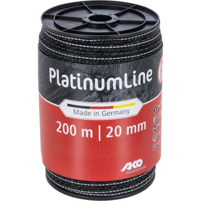 Páska PlatinumLine 20 mm pro el. ohradník, 5x0,20 mm Niro + 1x0,30 mm CuSn, 200 m, černo-bílá