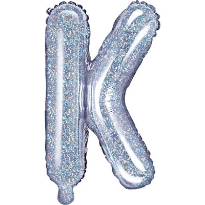 PartyDeco Foliový balón Písmeno ''K'' 35cm holografický