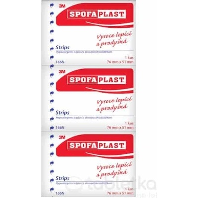 3M Spofaplast Textilná náplasť Strips s vankúš. 76x51mm (166N) 3 ks