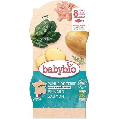 Babybio Био меню Babybio - Сьомга, картофи и спанак, 8 м+, 2 х 200 g (3288131520568)