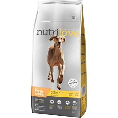 Nutrilove Active All Breeds s čerstvým kuřecím 12 kg