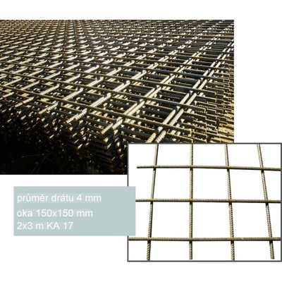 Kari síť svařovaná KA 17 drát 4 mm – 2×3 m (oko 150×150 mm)