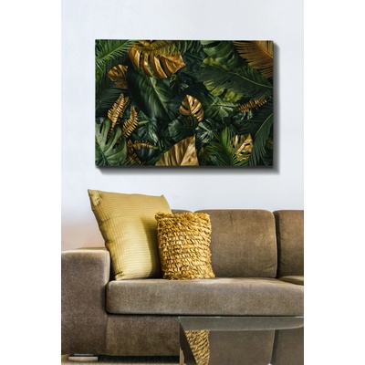 ASIR Obraz na plátně ZELENÉ A ZLATÉ LISTY 100 x 70 cm