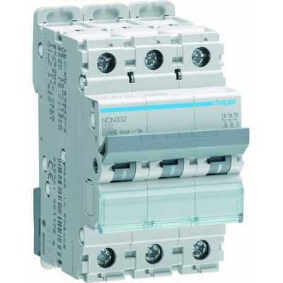 Hager NDN332 3 pól. 32A, char.D, 10 kA