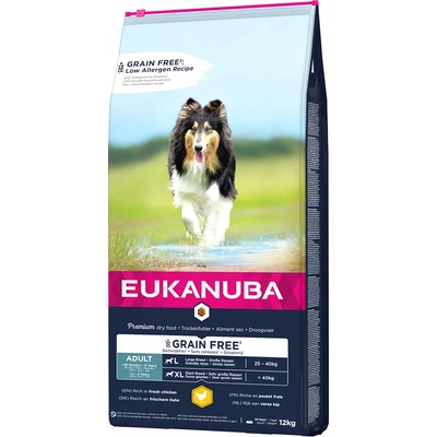 EUKANUBA 10% намаление на суха храна за кучета Eukanuba Grain Free, 12 кг - Adult Large Breed с пиле