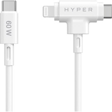 Hyper HJ4010WHGL USB-C/Lightning Hybrid Silicone, 1,5m, bílý