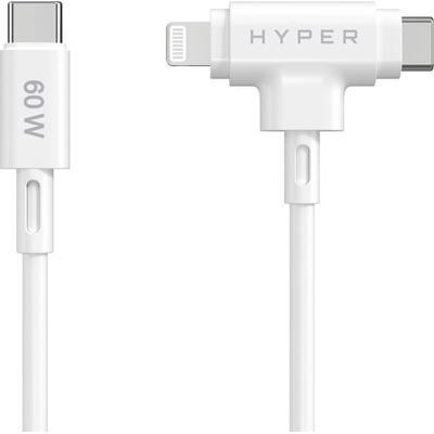 Hyper HJ4010WHGL USB-C/Lightning Hybrid Silicone, 1,5m, bílý
