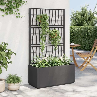 vidaXL truhlík s treláží tmavě šedý 80 x 36 x 140 cm PP