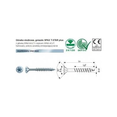 SPAX Wood insert galvanized white (200) txtg 4.0*40mm wirox mini