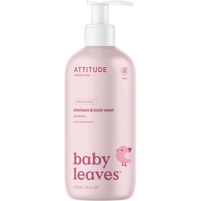 Attitude Baby Leaves Unscented sprchový gél a šampón 2 v 1 pre deti 473 ml