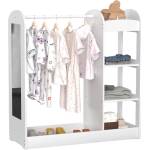 Ginger Home Детска дървена стойка за дрехи с огледало Ginger Home - С рафтове и закачалки, бяла (AT-DC-2108-W)