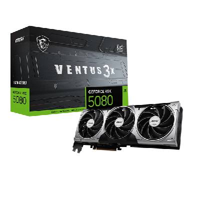 Видео карта MSI GeForce RTX 5080 16G VENTUS 3X OC, 16GB GDDR7, 256-bit, HDMI, 3xDP - 912-V531-428 (72234)