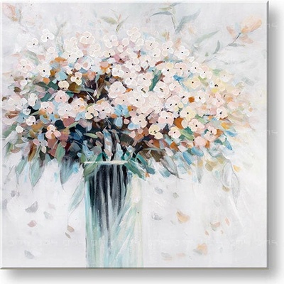 Maľovaný obraz na stenu KVETY VO VÁZE 70x70 cm - 70×70 cm / Klasický 2 cm
