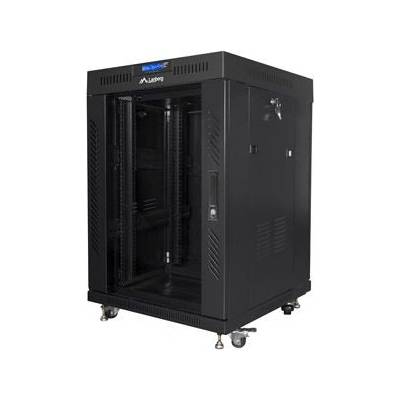 Lanberg Комуникационен шкаф Lanberg rack cabinet 19" free-standing 15U/600x600 (flat pack) with glass door lcd black v2 (FF01-6615-12BL)