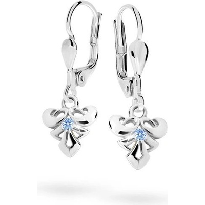 Danfil dětské náušnice C2214 z bílého zlata s kamínkem Arctic Blue zapínání klapka