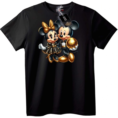 NOONEBRAND Тениска Mickey & Minnie Златно Диско - 2XL, White