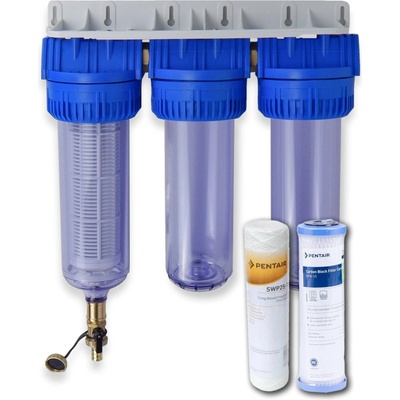 AQUA Pentair TRIPLEX RAIN 10SL 10 mcr trojstupňový filter s preplachom pripojenie 3/4"
