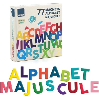 Vilac Dřevěná magnetická abeceda Velká písmena 77 ks