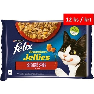 Felix Sensations Jellies hovädzie a kura v želé 4 x 85 g