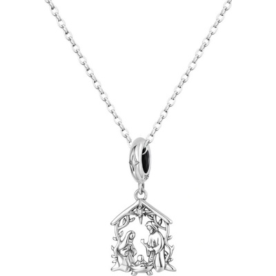 Grace Silver Jewellery Náhrdelník s motivem betléma – Panna Maria, Josef a Ježíšek NH-SCC3224/163 Stříbrná