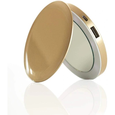 HYPER by Sanho Pearl Make-Up Mirror And Power Bank 3000mAh - джобна външна батерия с огледало и LED светлина (златист)