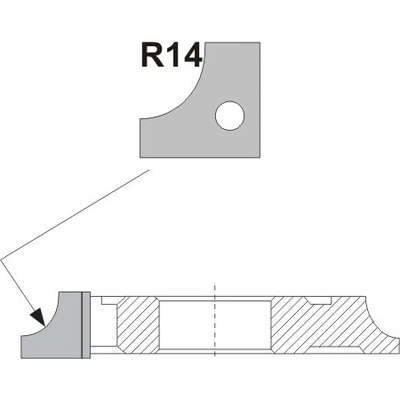 VBD R14 zaoblovací vydutá, 1/4 kruhová