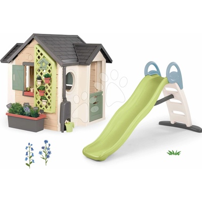 Smoby Set domček pre záhradníka Garden House Life rozšíriteľný s 2 metrovou šmykľavkou s vodotryskom
