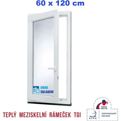 Erkado Plastové okno otevíravé i sklopné levé 600 x 1200 mm Bílé / Antracit